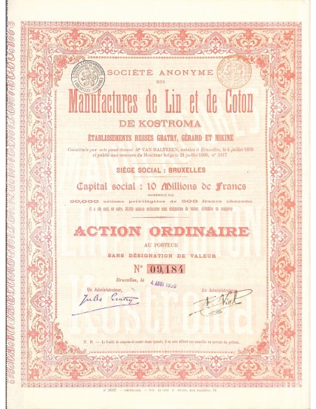 1899 - MANUFACTURES DE LIN ET DE COTON DE KOSTROMA