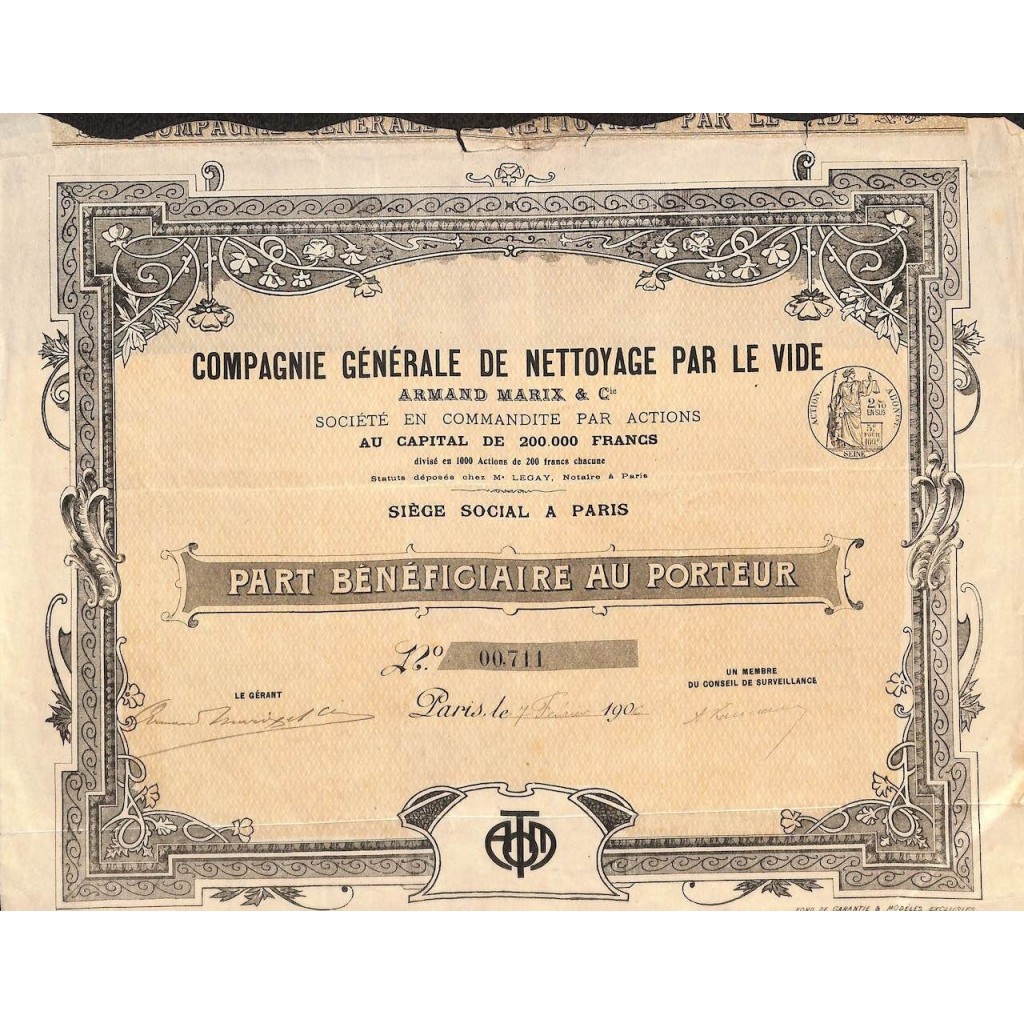 1906 - COMP. GENERALE DE NETTOYAGE PAR LE VIDE