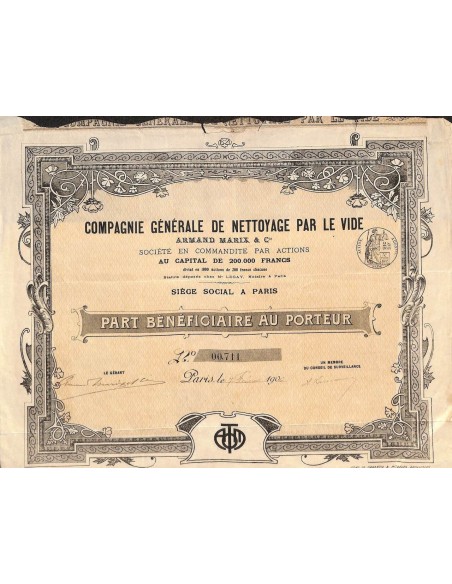 1906 - COMP. GENERALE DE NETTOYAGE PAR LE VIDE