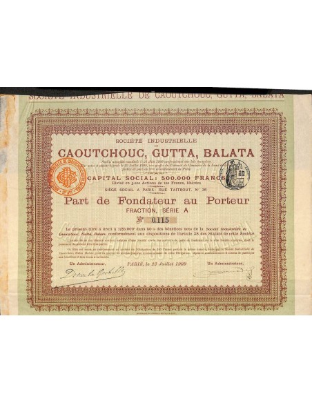 1909 - CAOUTCHOUC, GUTTA, BALATA SOC. INDUSTRIELLE DE
