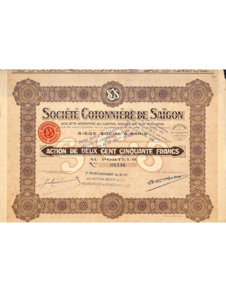 1924 - COTONNIERE DE SAIGON SOC.
