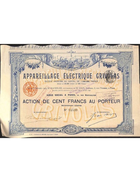 1896 - APPAREILLAGE ELECTRIQUE GRIVOLAS