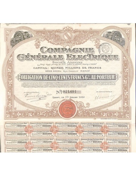 1920 - COMPAGNIE GENERALE ELECTRIQUE