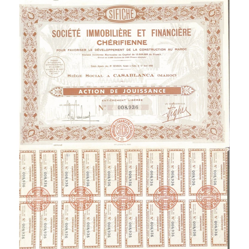 1929 - SIFICHÉ (SOC. IMMOBILIERE ET FINANCIERE...