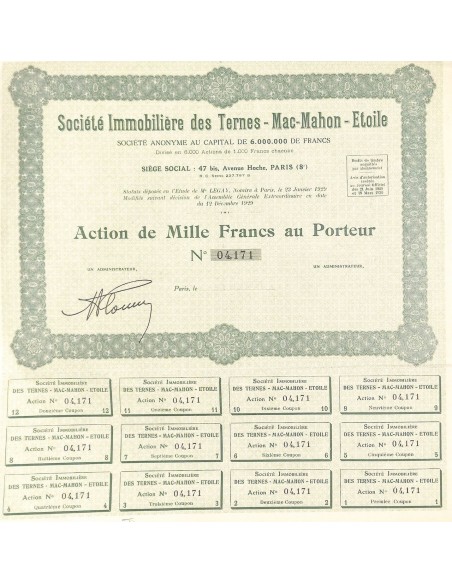 1930 - IMMOBILIERE DES TERNES - MAC-MAHON - ETOILE SOC.