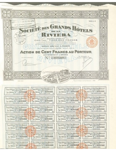 1930 - GRANDS HOTELS DE LA RIVIERA SOC. DES