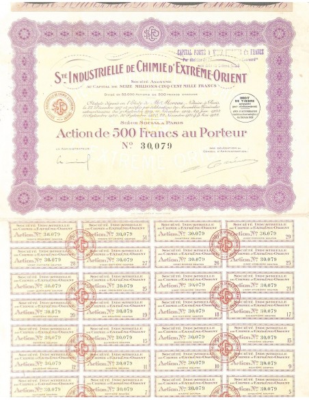 1922 - INDUSTRIELLE DE CHIMIE D'EXTREME-ORIENT S.TÉ