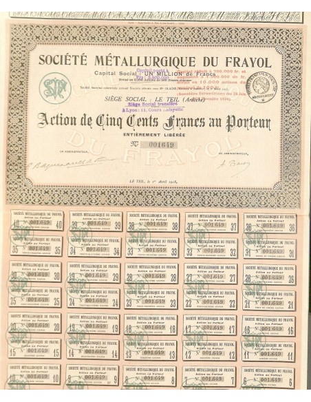 1918 - METALLURGIQUE DU FRAYOL SOC.