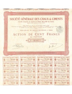 1922 - GENERALE DES CHAUX ET CIMENTS SOC. (CAP. SOC....