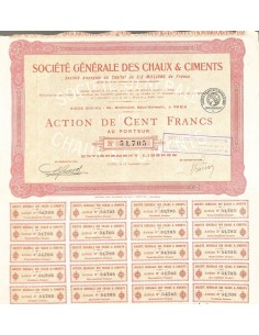 1920 - GENERALE DES CHAUX ET CIMENTS SOC. (CAP. SOC....