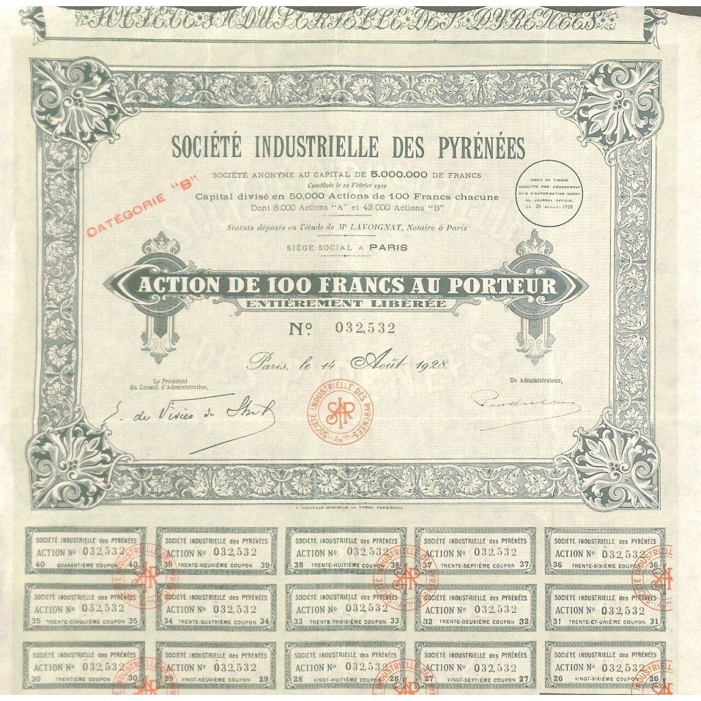 1928 - INDUSTRIELLE DES PYRÉNÉES SOC.