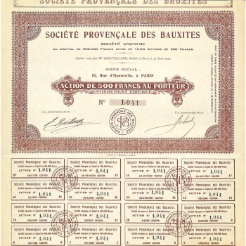 1922 - PROVENCALE DES BAUXITES SOC.