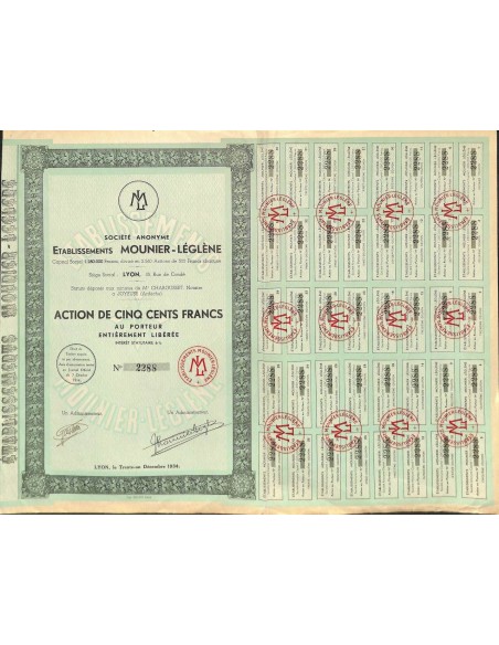 1934 - MOUNIER-LEGLENE ETABLISSEMENTS