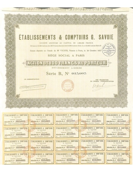 1927 - ETABLISSEMENTS ET COMPTOIRS G. SAVOIE