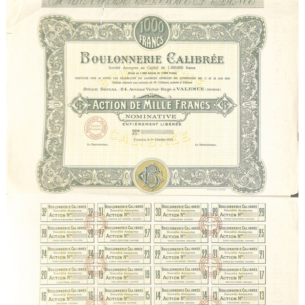 1919 - BOULONNERIE CALIBRÉE
