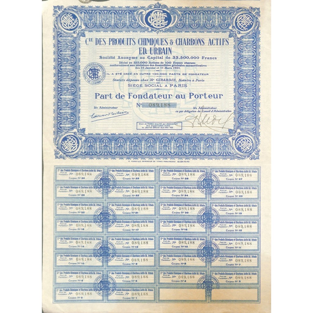 1931 - C.IE DES PRODUITS CHIMIQUES ET CHARBONS...