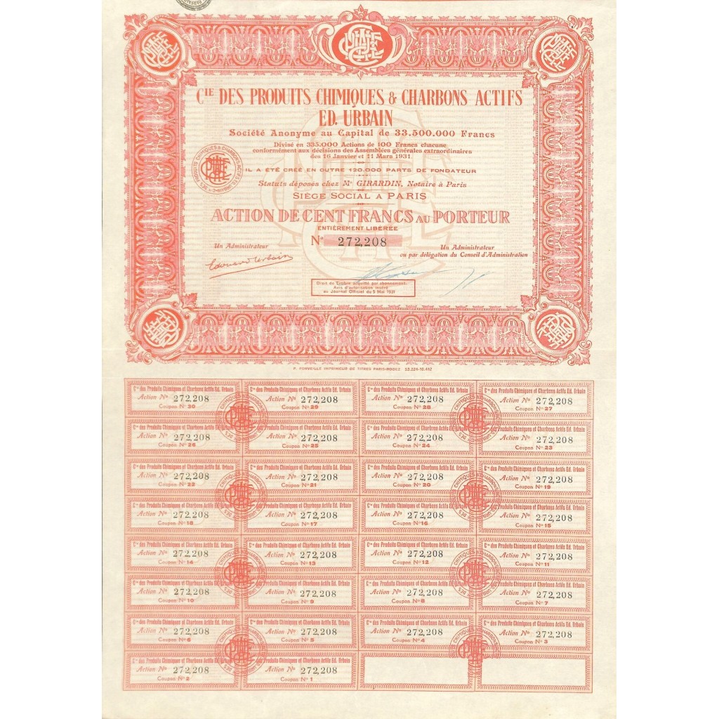 1931 - C.IE DES PRODUITS CHIMIQUES ET CHARBONS...