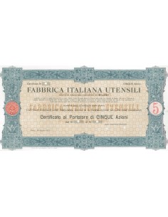 FABBRICA ITALIANA UTENSILI - 5 AZIONI - MILANO 1919