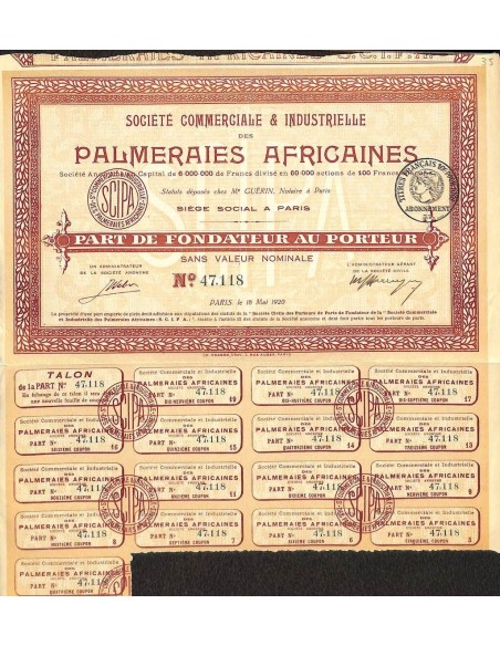 1920 - PALMERAIES AFRICAINES