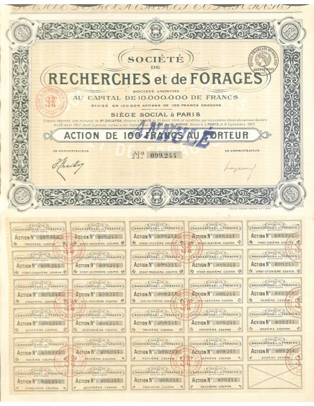 1917 - RECHERCHES ET DE FORAGES SOC. DE