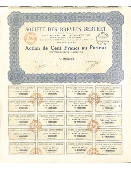 1921 - BREVETS BERTHET SOC. DES
