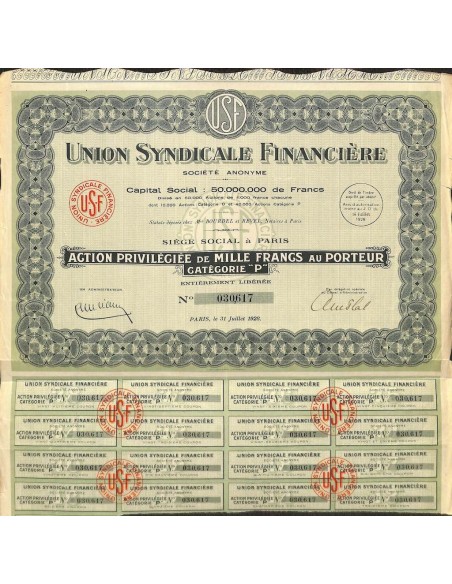 1928 - UNION SYNDICALE FINANCIERE
