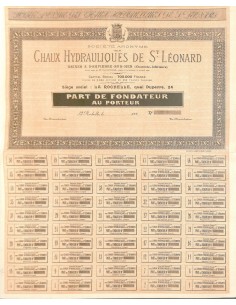 1920 - CHAUX HYDRAULIQUES DE SAINT LEONARD