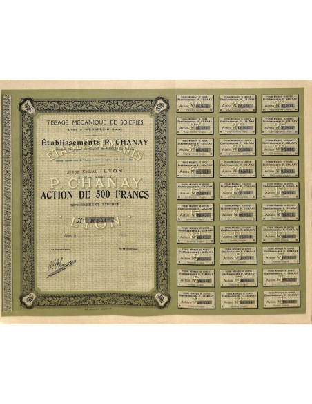 1929 - TISSAGE MECANIQUE DE SOIERIES - ETABLISS. P. CHANAY