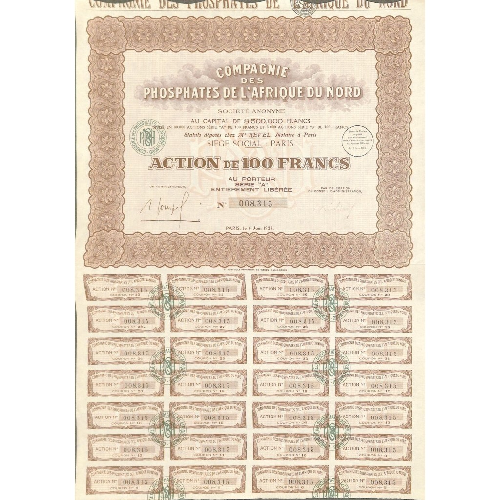 1928 - COMP. DES PHOSPHATES DE L'AFRIQUE DU NORD