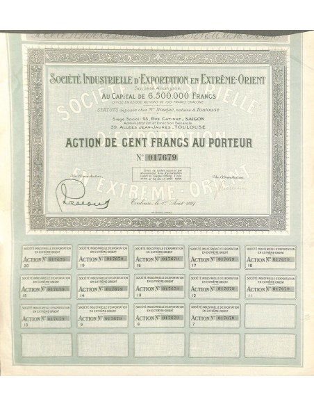 1927 - INDUSTRIELLE D'EXPORTATION EN EXTREME-ORIENT SOC.