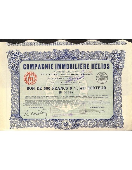 1930 - HELIOS COMPAGNIE IMMOBILIERE (BUONO)