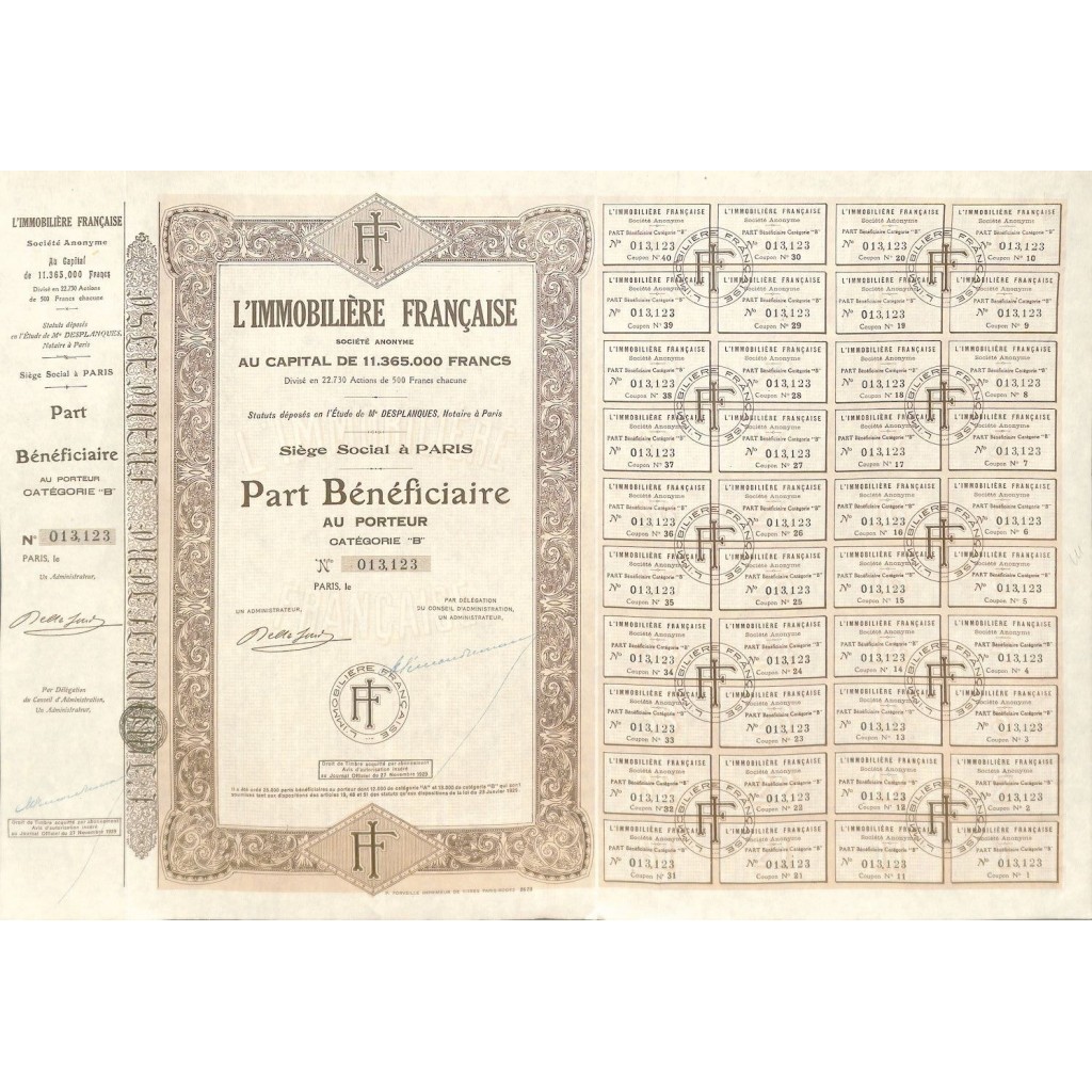1929 - L'IMMOBILIERE FRANCAISE