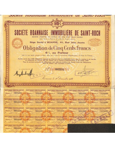 1928 - ROANNAISE IMMOBILIERE DE SAINT-ROCH SOC.