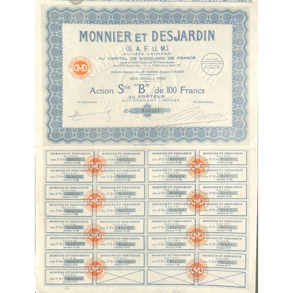 1928 - MONNIER ET DESJARDIN