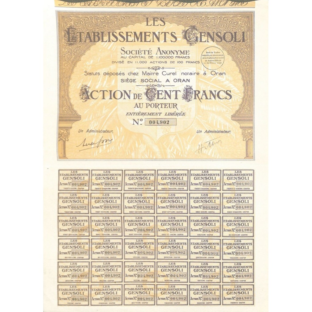 1928 - LES ETABLISSEMENTS GENSOLI