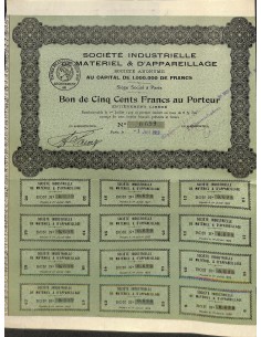1919 - INDUSTRIELLE DE MATERIEL ET D'APPAREILLAGE SOC.