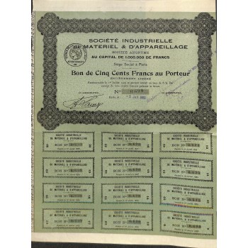 1919 - INDUSTRIELLE DE MATERIEL ET D'APPAREILLAGE SOC.