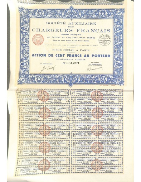 1927 - AUXILIAIRE DES CHARGEURS FRANCAIS SOC.