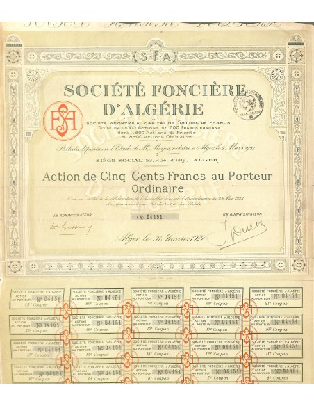 1927 - FONCIERE D'ALGERIE SOC.