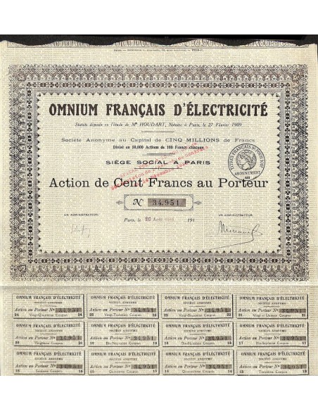 1918 - OMNIUM FRANCAIS D'ELECTRICITÉ