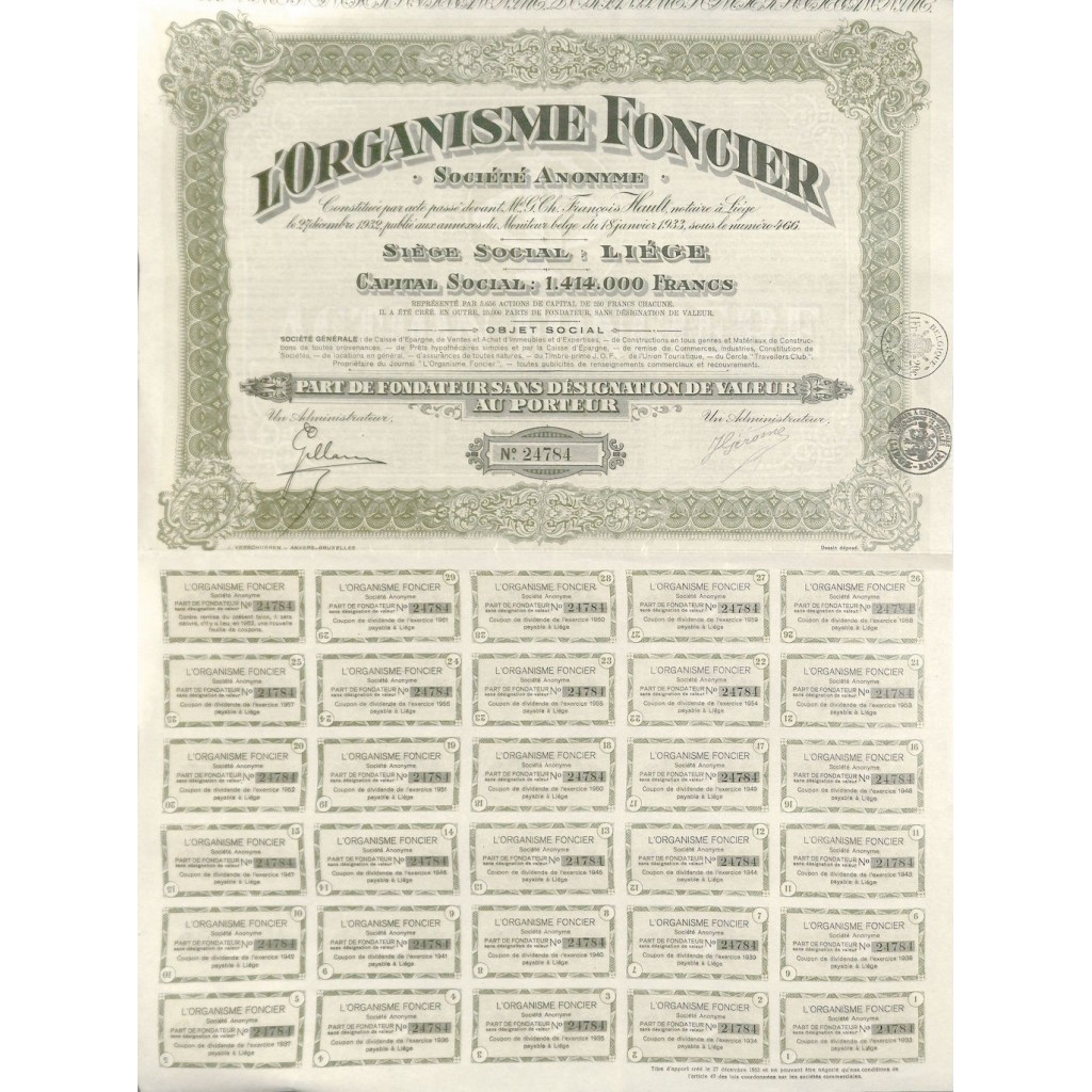 1933 - L'ORGANISME FONCIER