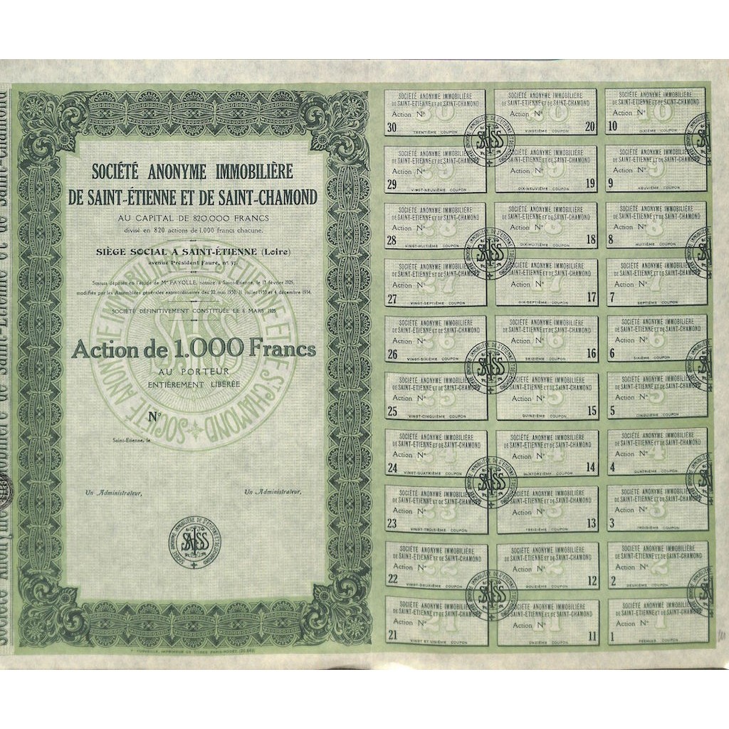 1925 - IMMOBILIERE DE SAINT-ETIENNE ET DE...