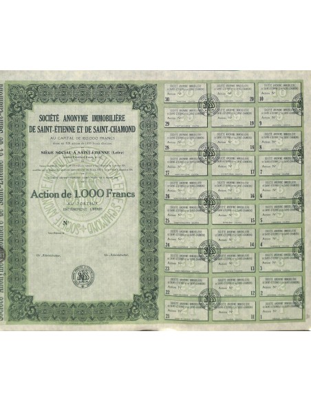 1925 - IMMOBILIERE DE SAINT-ETIENNE ET DE SAINT-CHAMOND SOC. ANON.