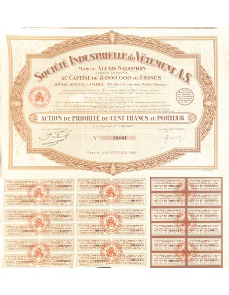 1925 - INDUSTRIELLE DU VETEMENT A. S. SOC.