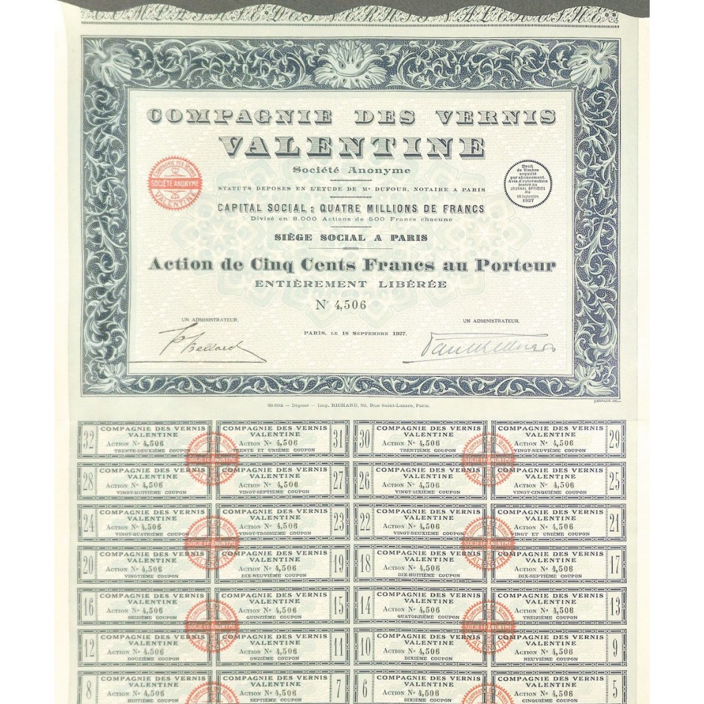 1927 - VALENTINE - COMPAGNIE DES VERNIS