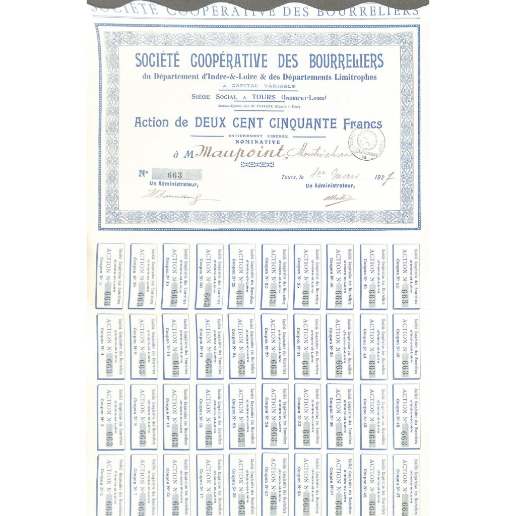 1927 - COOPERATIVE DES BOURRELIERS SOC.