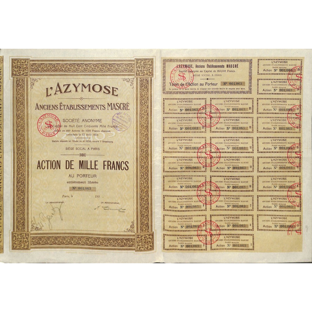 1925 - L'AZYMOSE (ANCIENS ETABLISSEMENTS MASCRÉ)