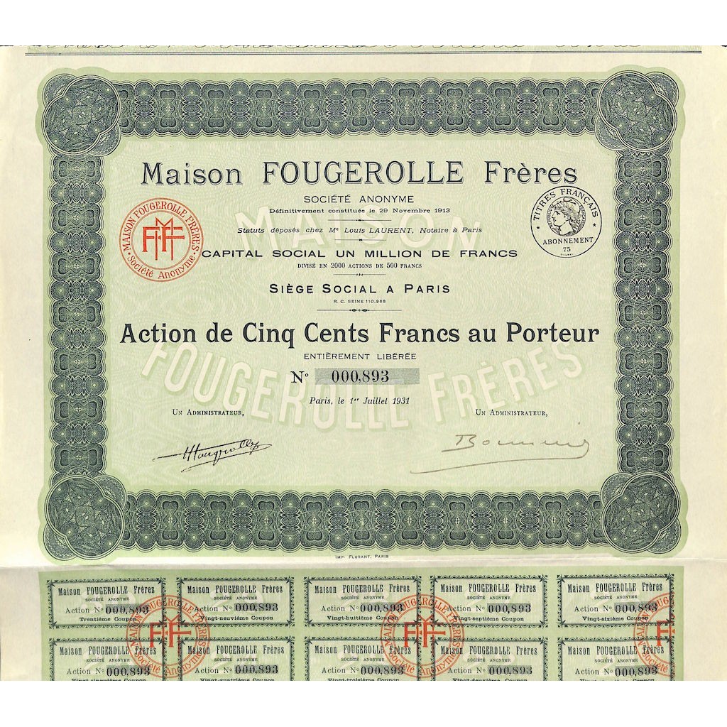 1931 - MAISON FOUGEROLLE FRERES