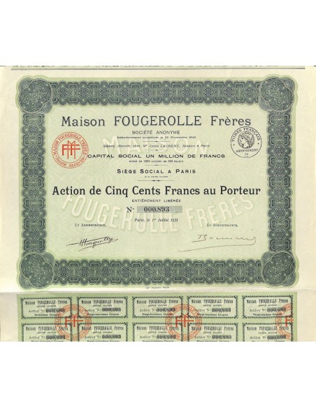 1931 - MAISON FOUGEROLLE FRERES