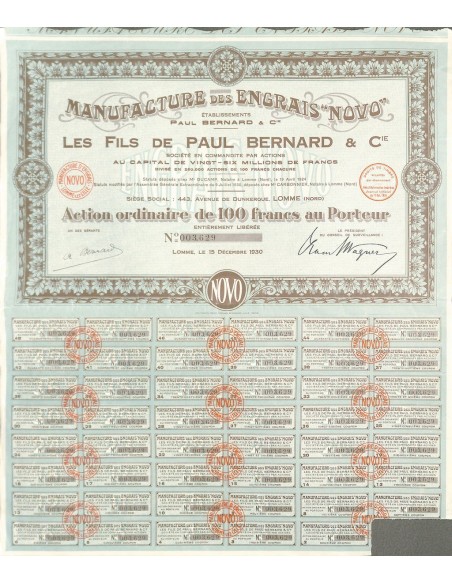 1930 - MANUFACTURE DES ENGRAIS NOVO (ETABL. P. BERNARD ET C.IE)